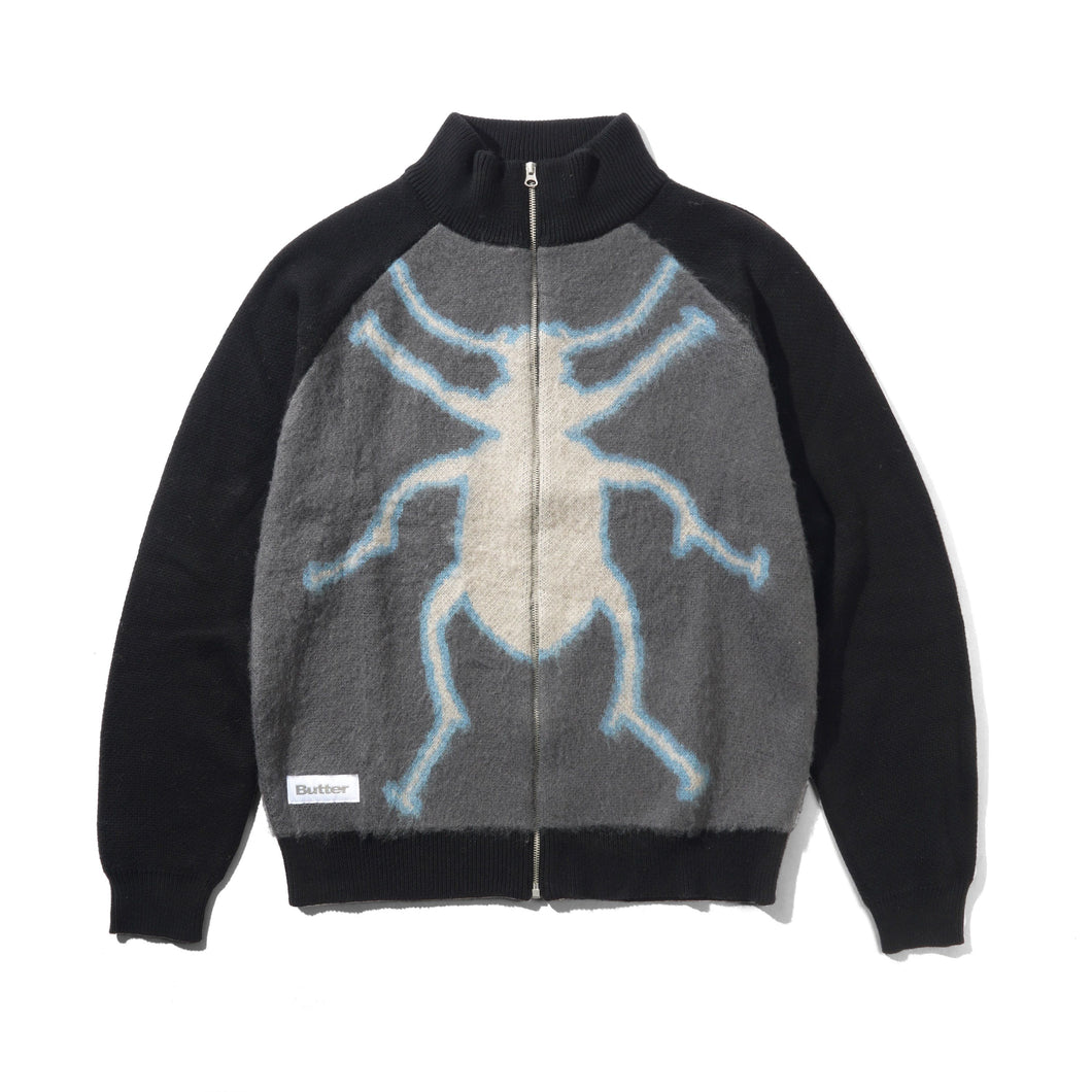 Butter Goods - Beetle Zip-Thru Knit Sweater, Black